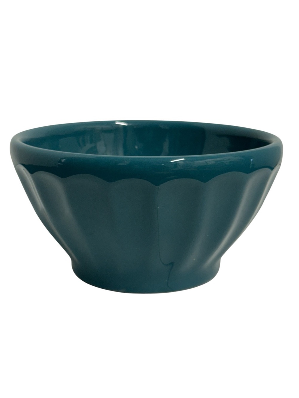 Anthropologie Dark Teal Ceramic "Latte" Cereal Bowl